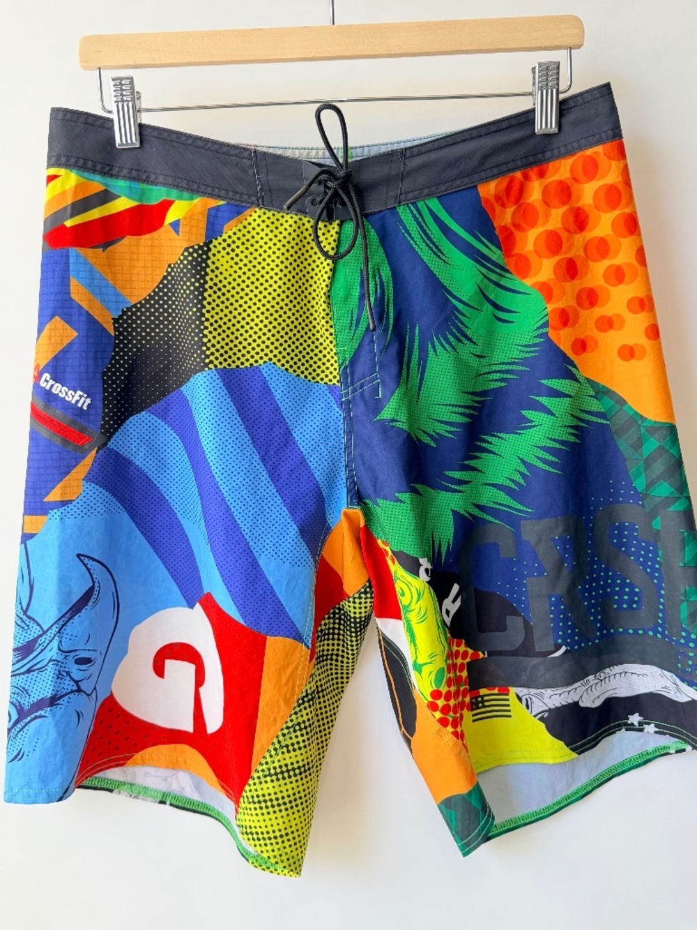 Reebok CrossFit Super Nasty Multicolor Board Shorts Men's Size 32 A170